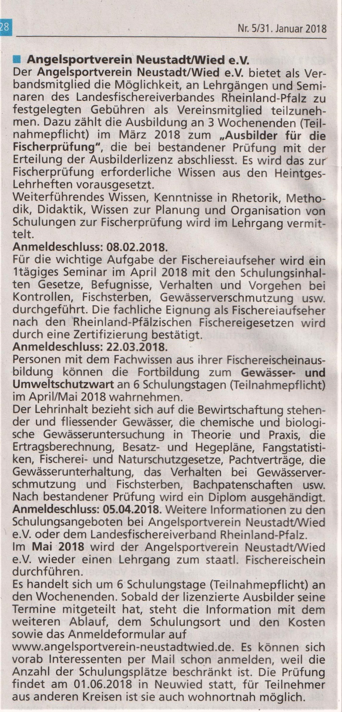 Mitteilungsblatt Nr. 5/31.01.2018